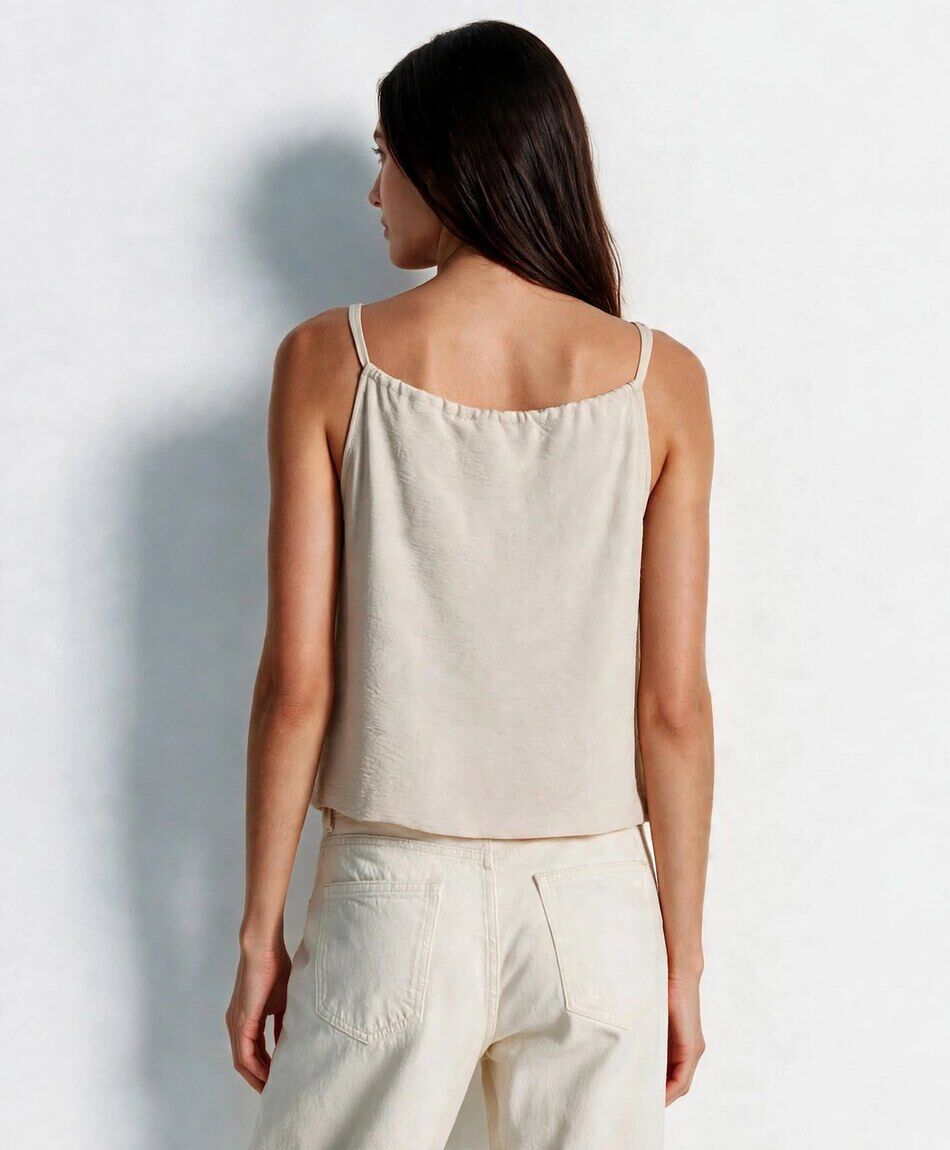 Blusa mujer top pabilo borlas beige