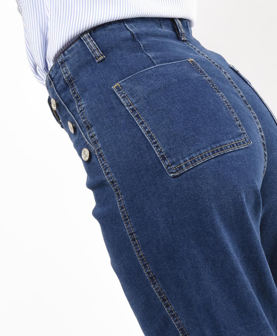 Jeans mujer botones wide