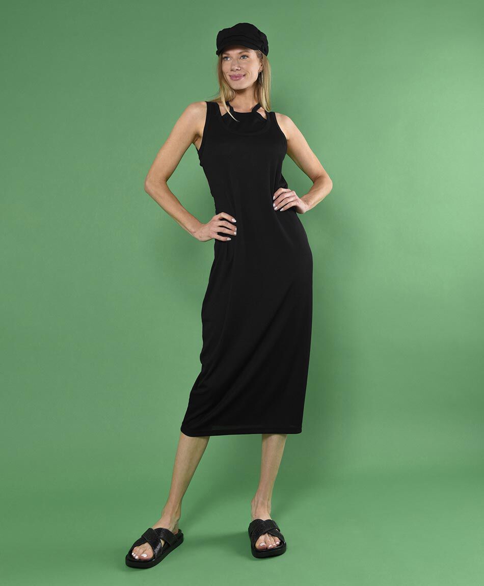 Vestido largo cuello redondo