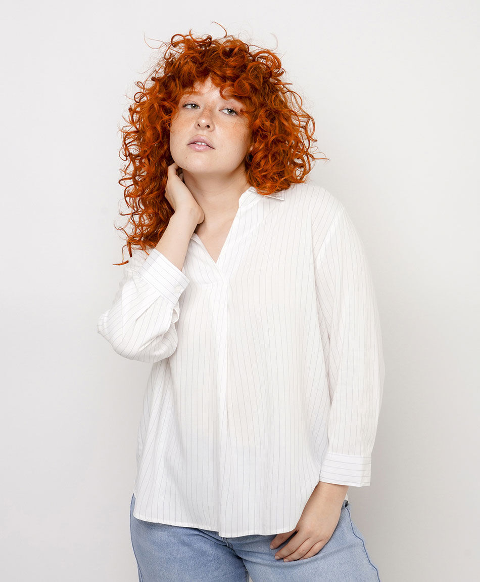 Blusa mujer l&iacute;neas cuello v