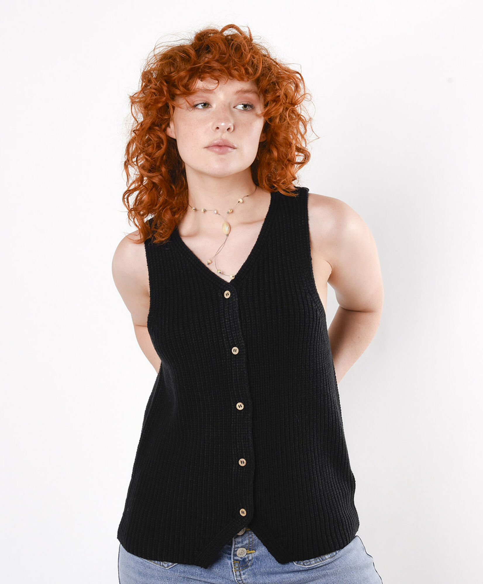 Cardigan mujer botones sin mangas Cardigan mujer botones sin mangas