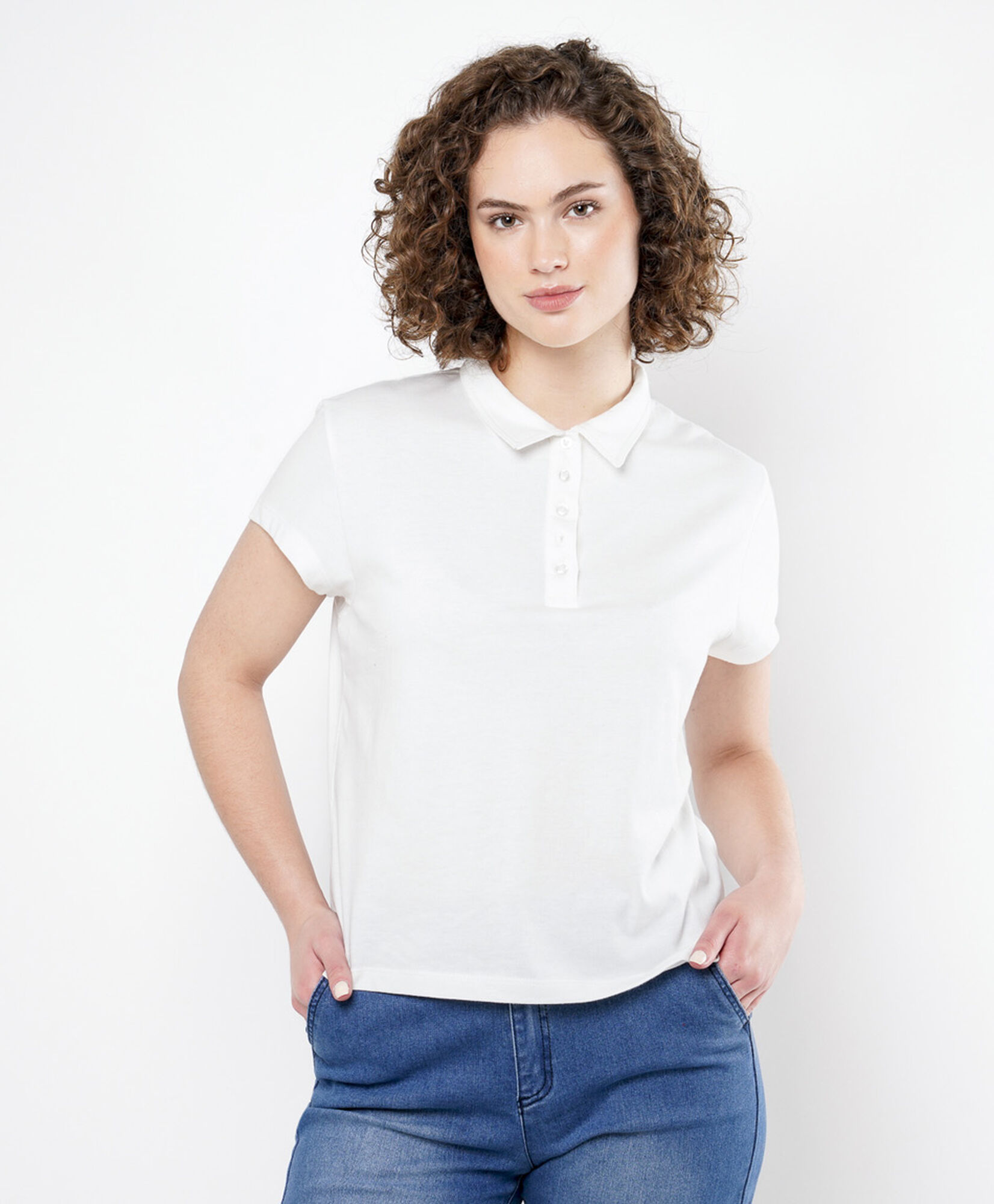 Polera mujer cuello botones Polera mujer cuello botones
