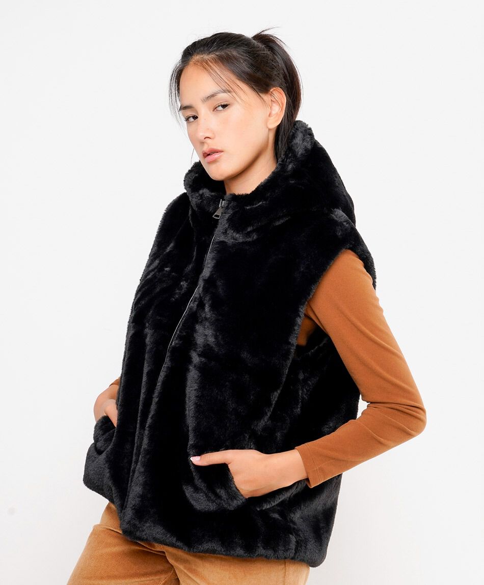 Chaqueta mujer sin mangas piel