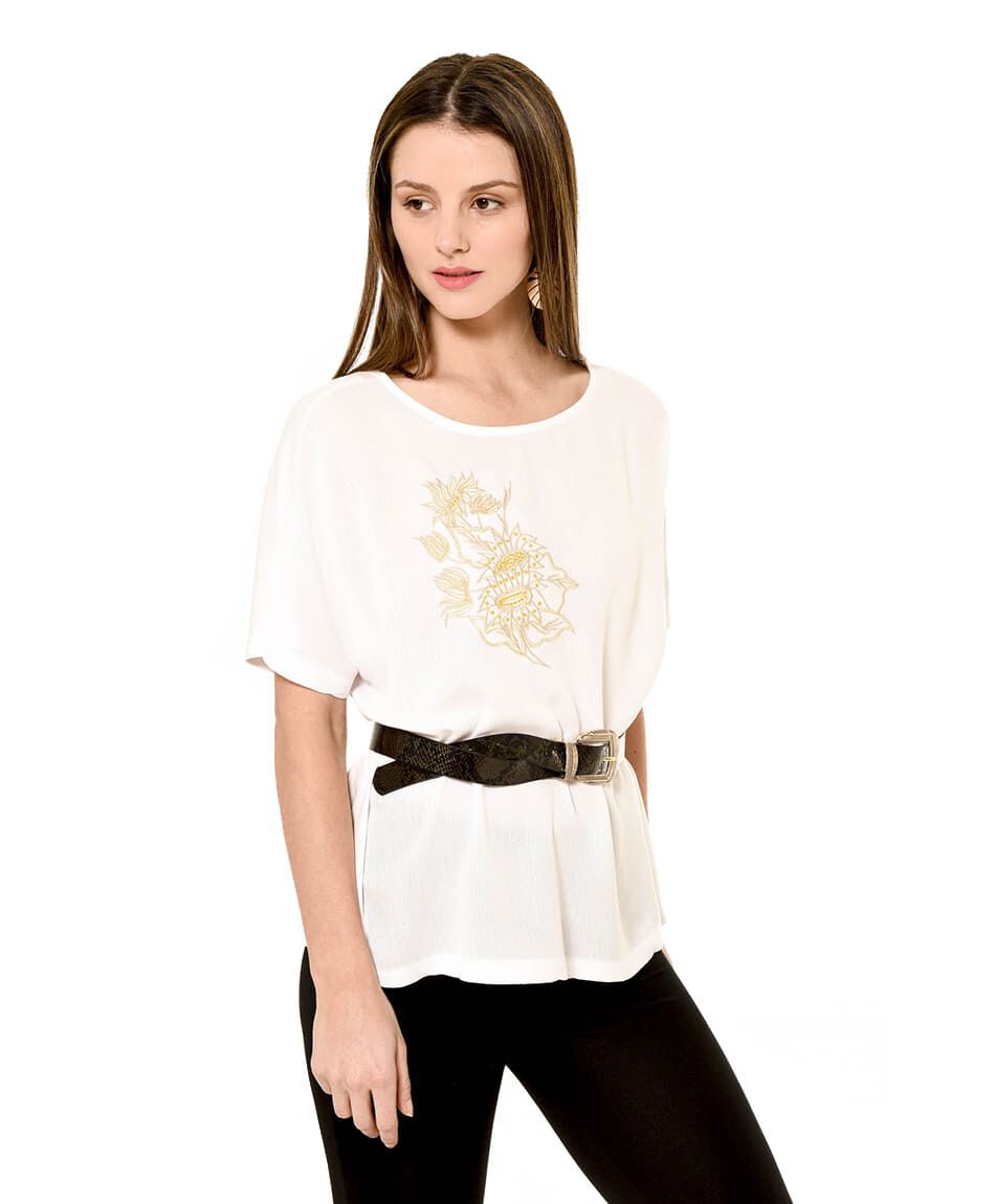 Polera mix bordado