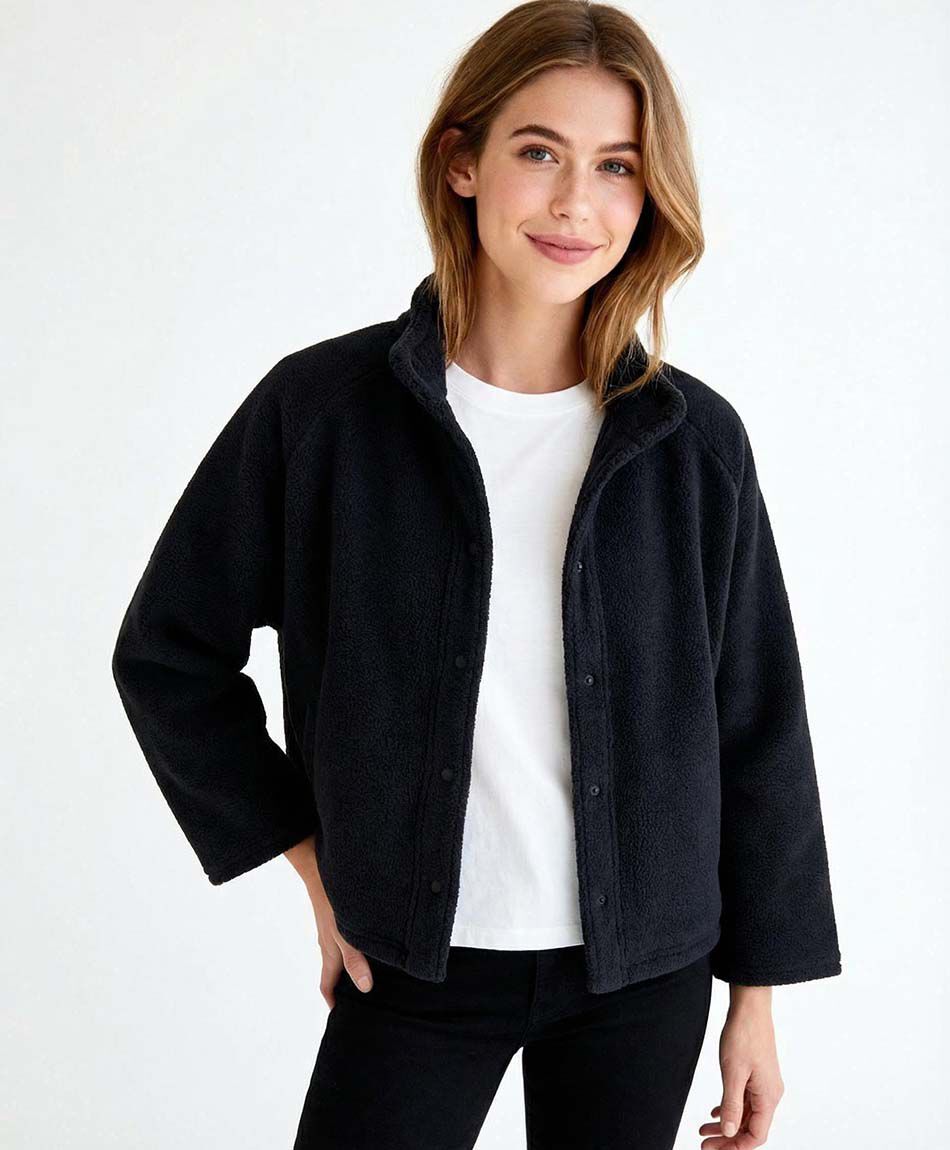 Poler&oacute;n manta mujer negro