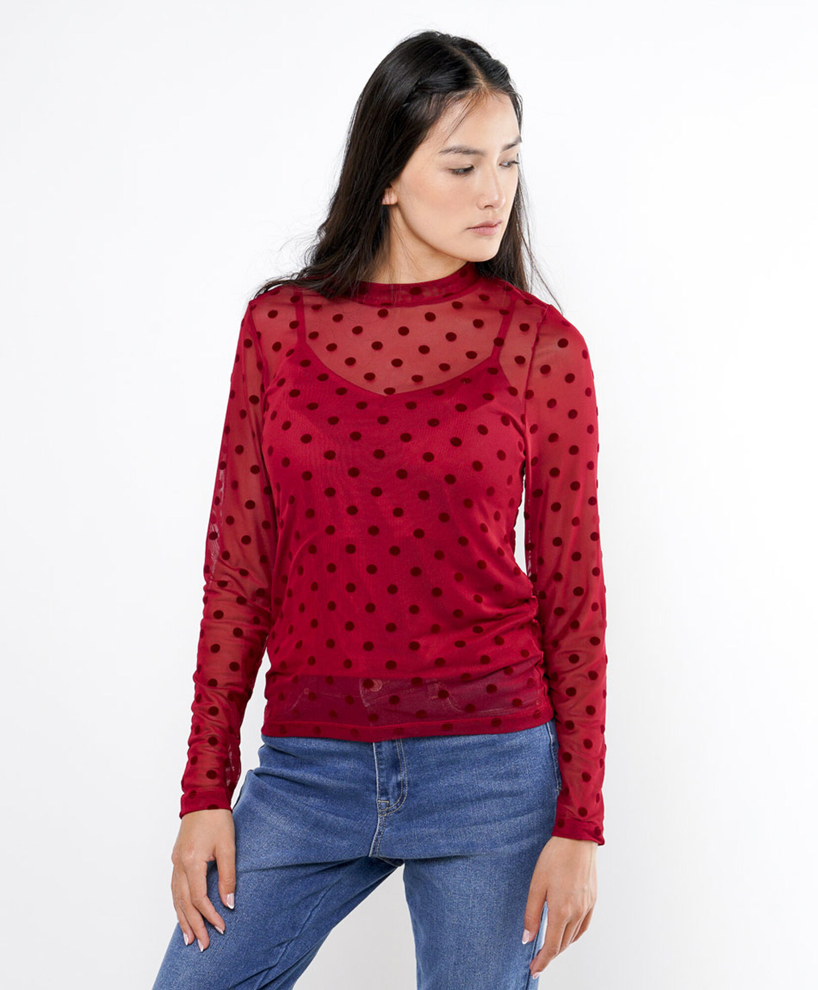 Polera mujer malla puntos Polera mujer malla puntos