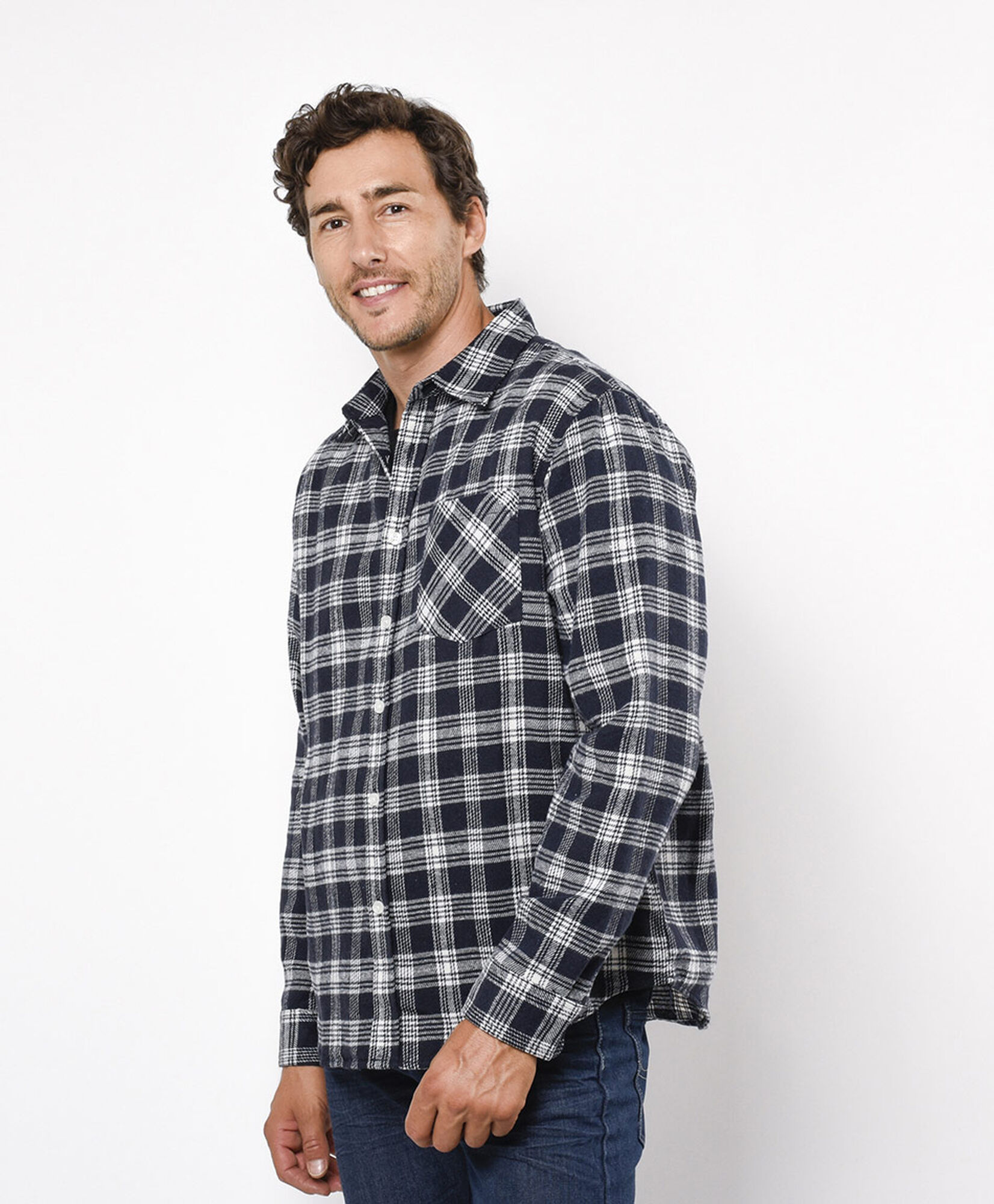 Camisa hombre franela azul y blanco Camisa hombre franela azul y blanco