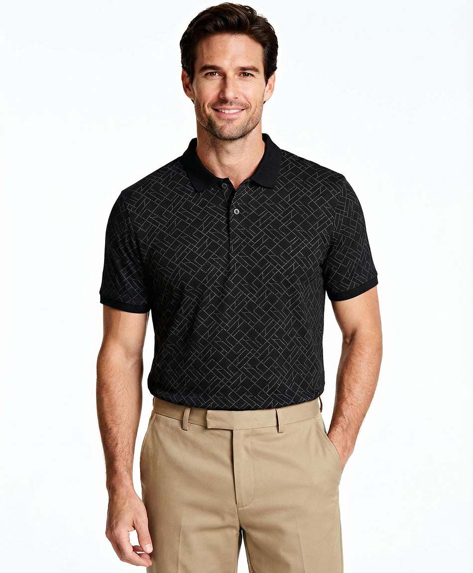 Polera hombre cuello polo negro noche