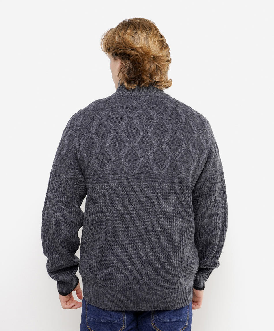 Sweater hombre cierre medio texturizado