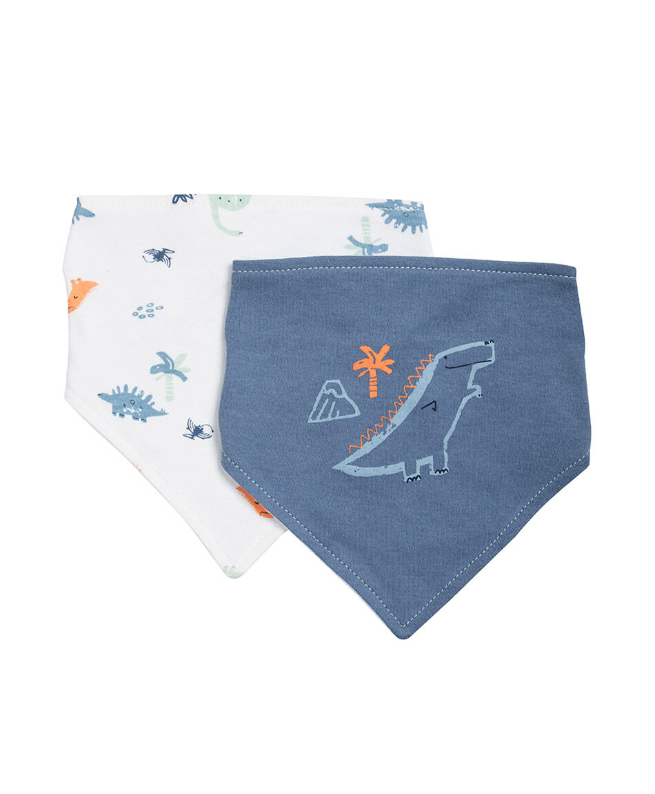 Pack 2 baberos beb&eacute; bandana dinosaurios