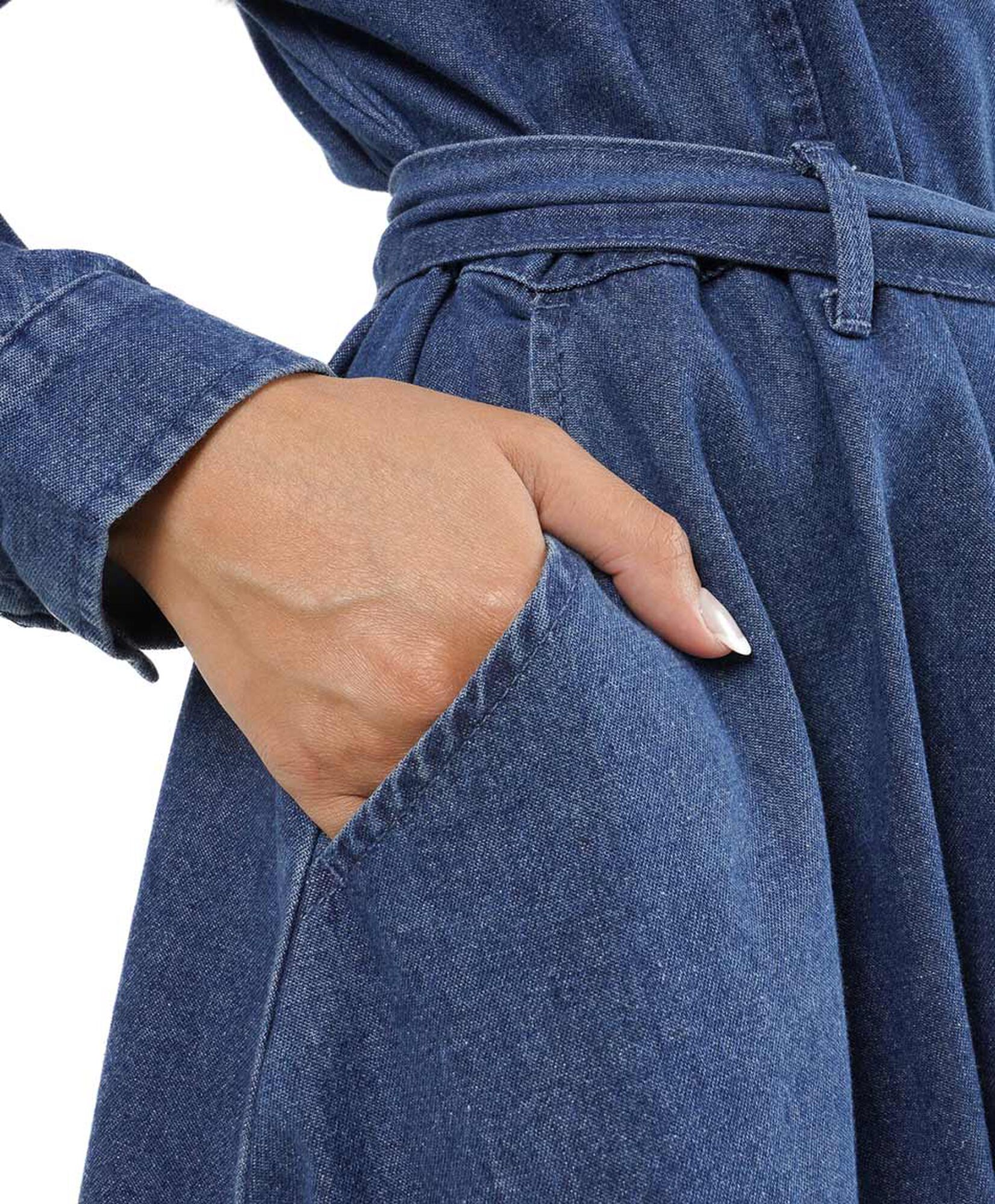 Vestido mujer denim lazo botones Vestido mujer denim lazo botones