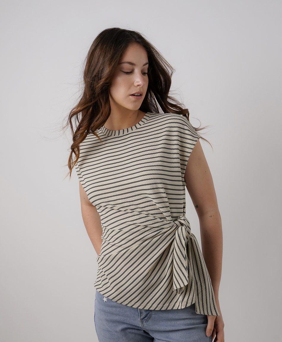 Polera mujer rayas nudo