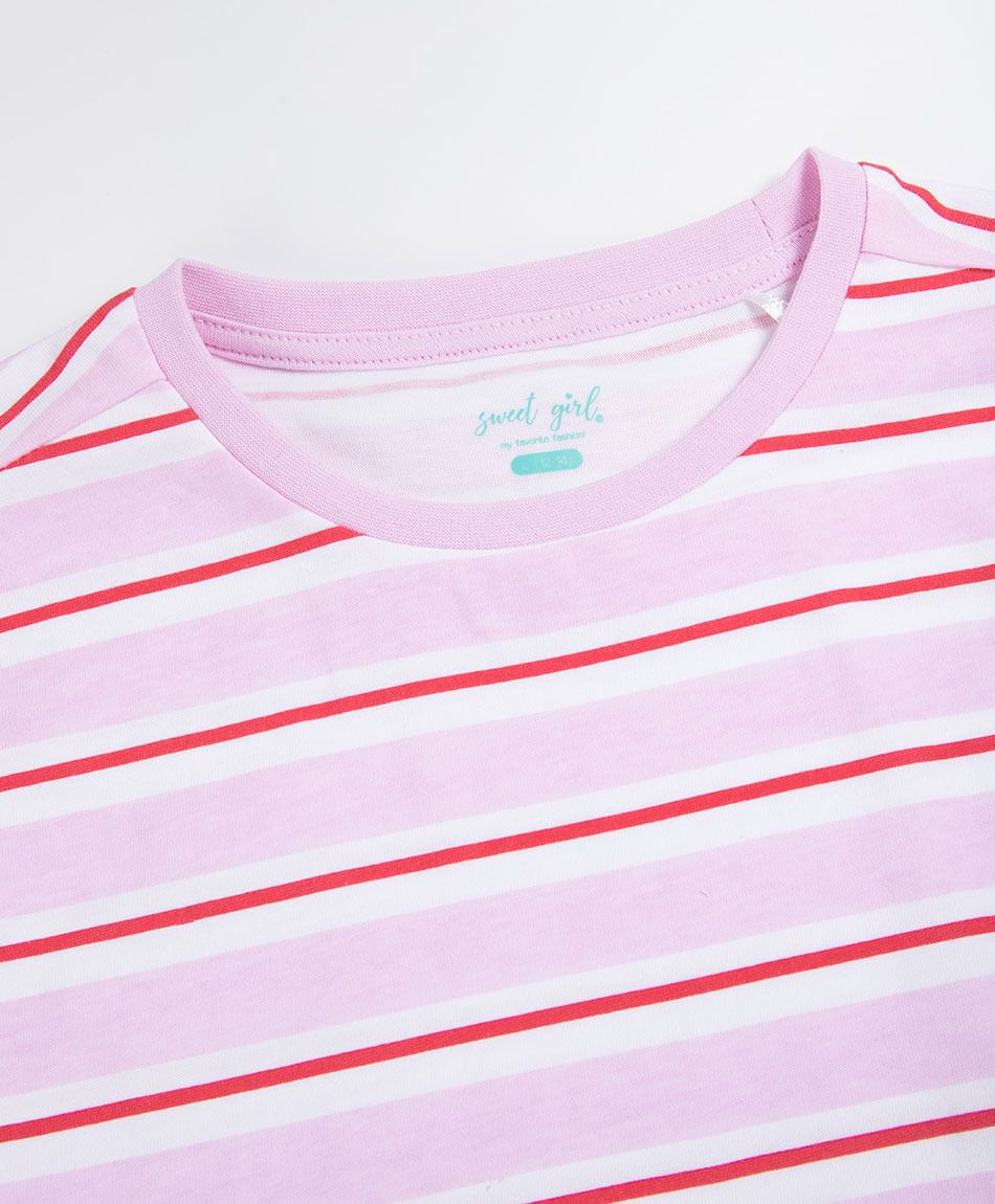 Polera ni&ntilde;a l&iacute;neas lazos