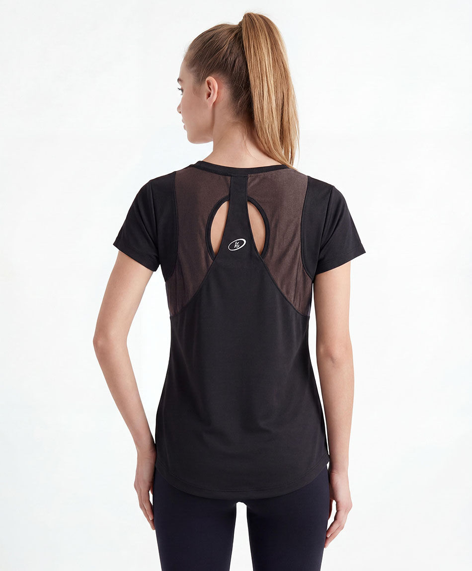 Polera deportiva mujer print foil
