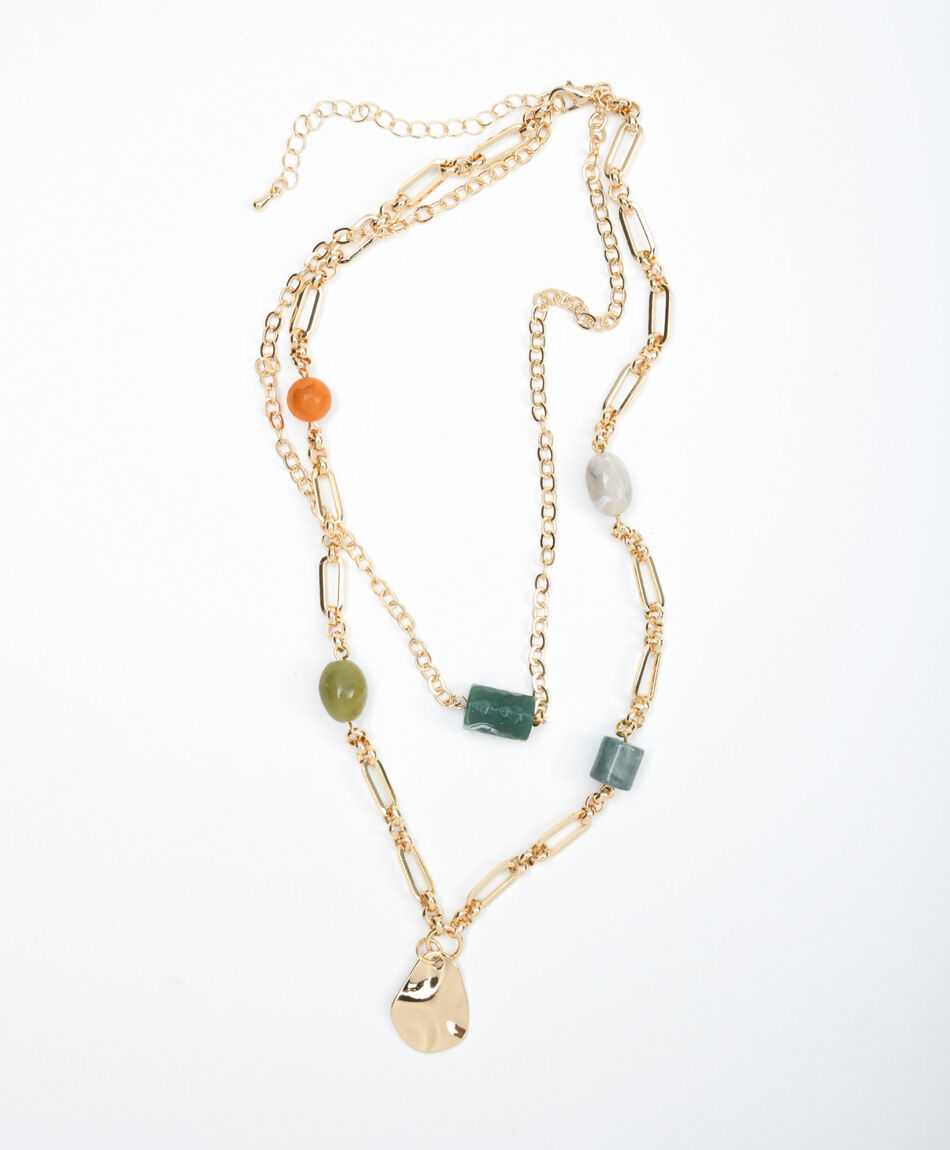 Collar mujer piedras doble 1 pieza