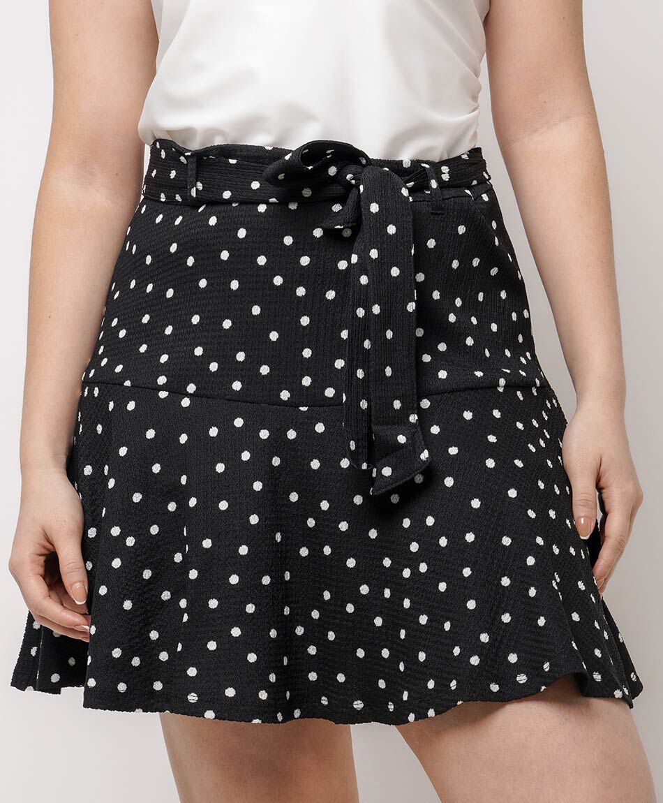 Falda mujer short puntos amarre frontal