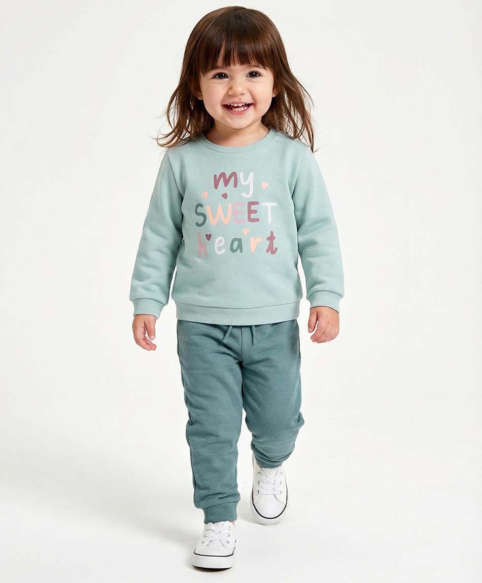 Set buzo beb&eacute; frase verde