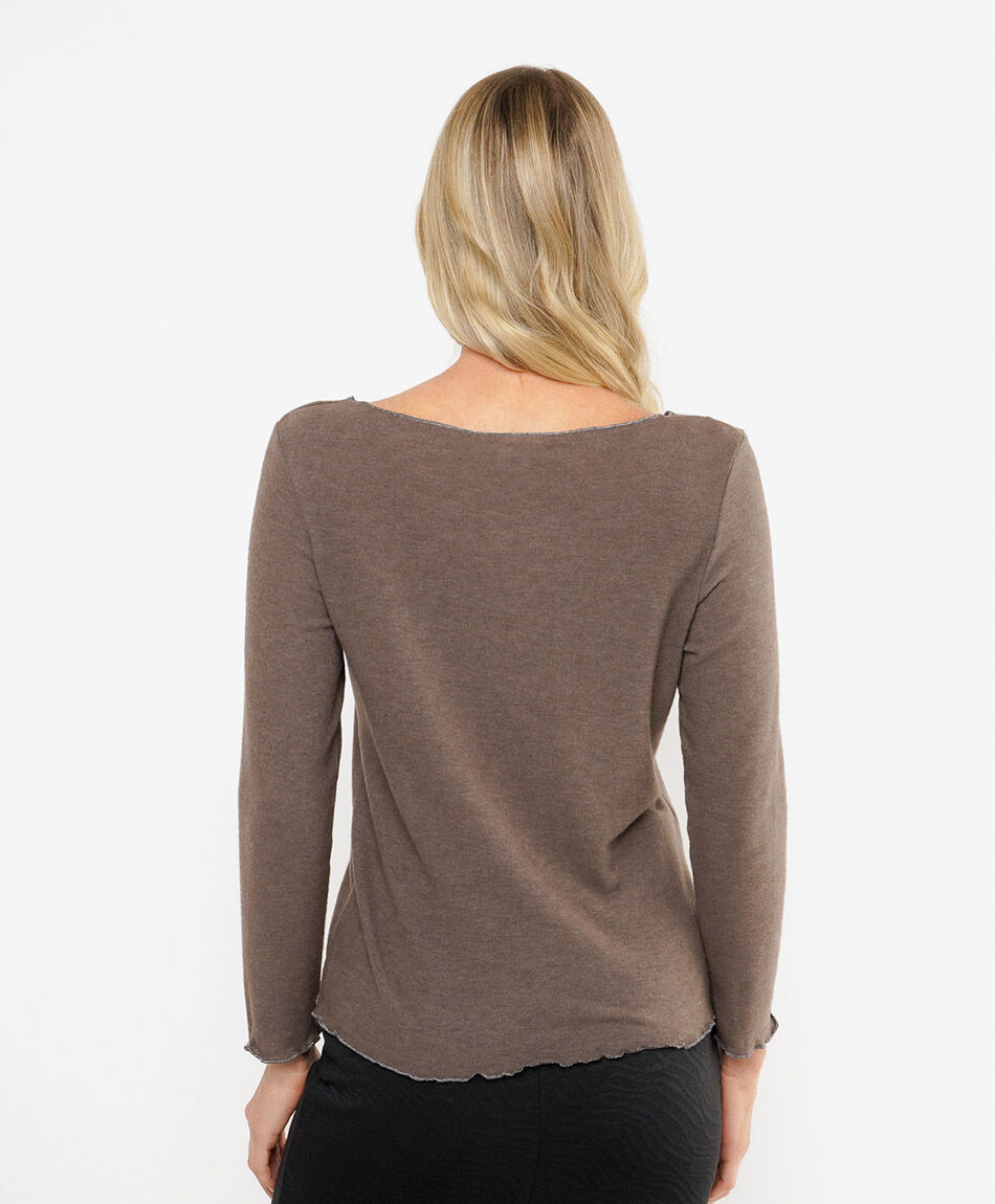 Polera mujer cuello bote lanosa