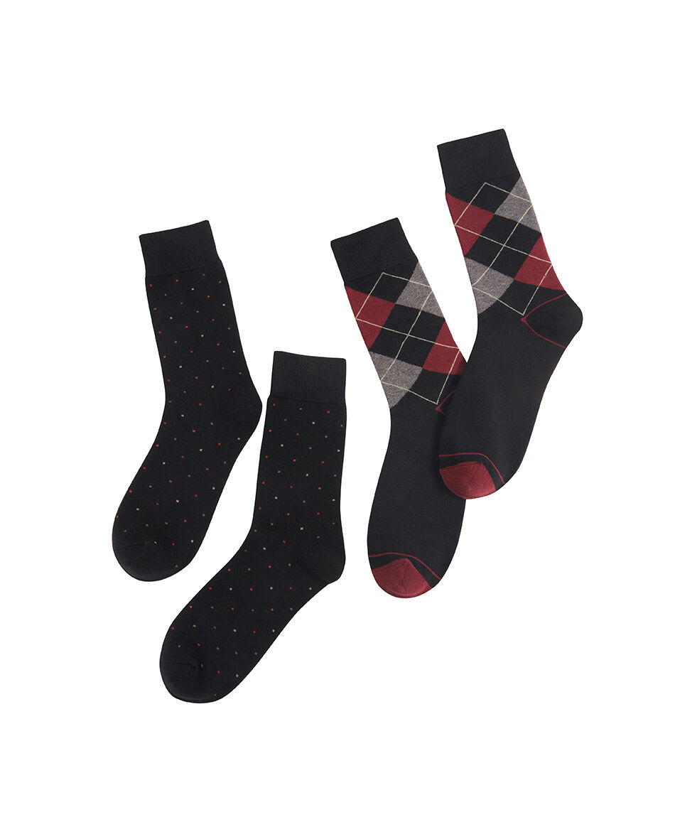 Pack 2 calcetines hombre rombos tricolor