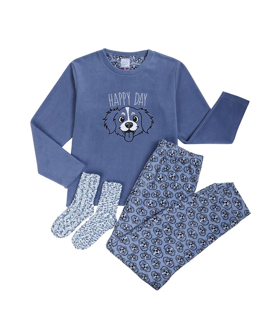 Pack pijama + calcetines mujer polar happy days