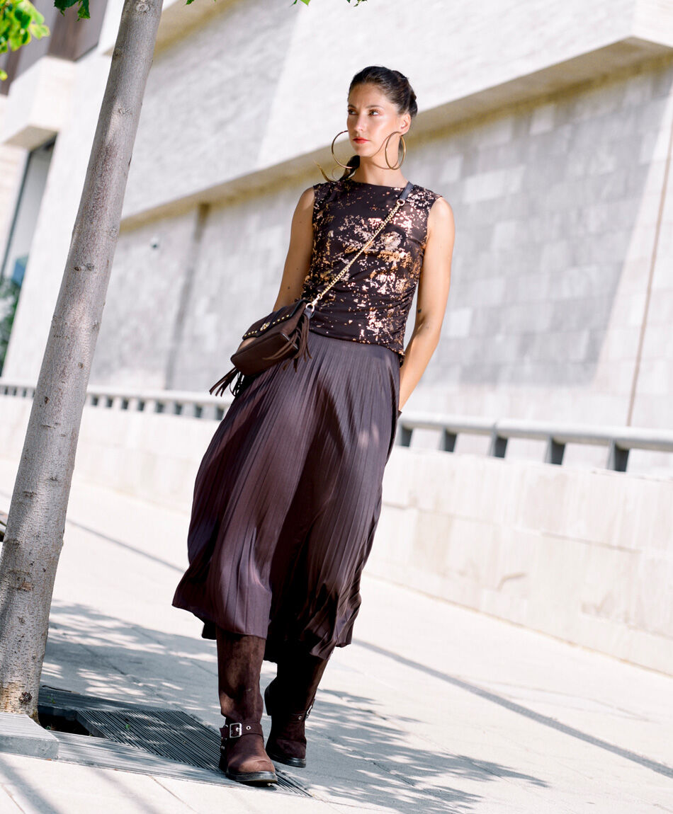 Falda mujer larga plisada