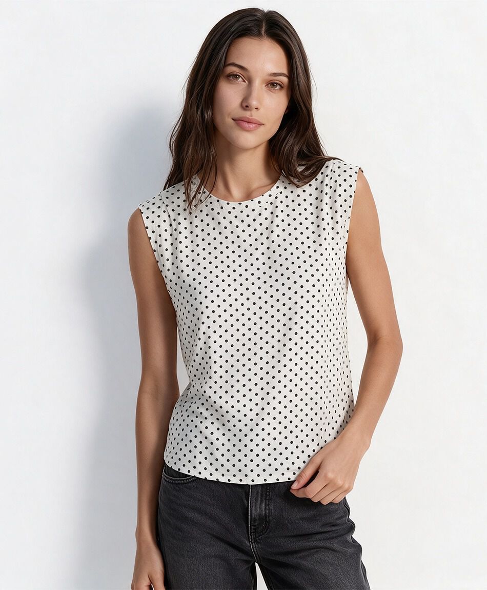 Polera mujer lunares bicolor