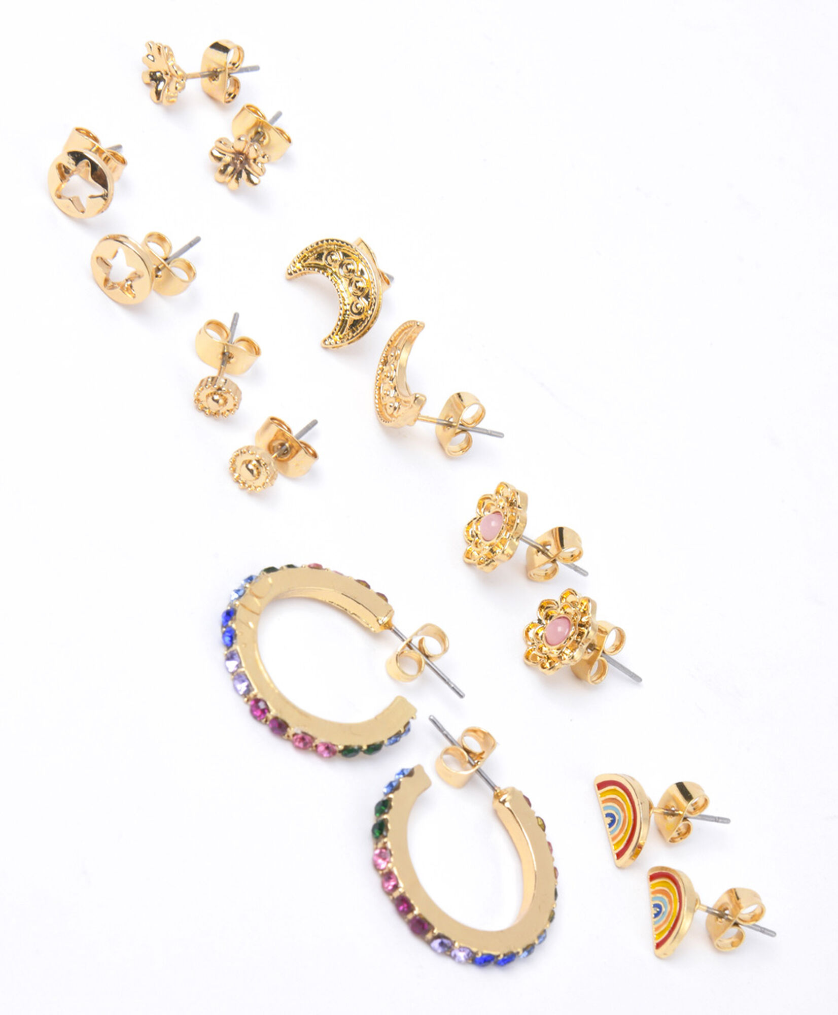 Set 7 aros mujer diseños dorados Set 7 aros mujer diseños dorados