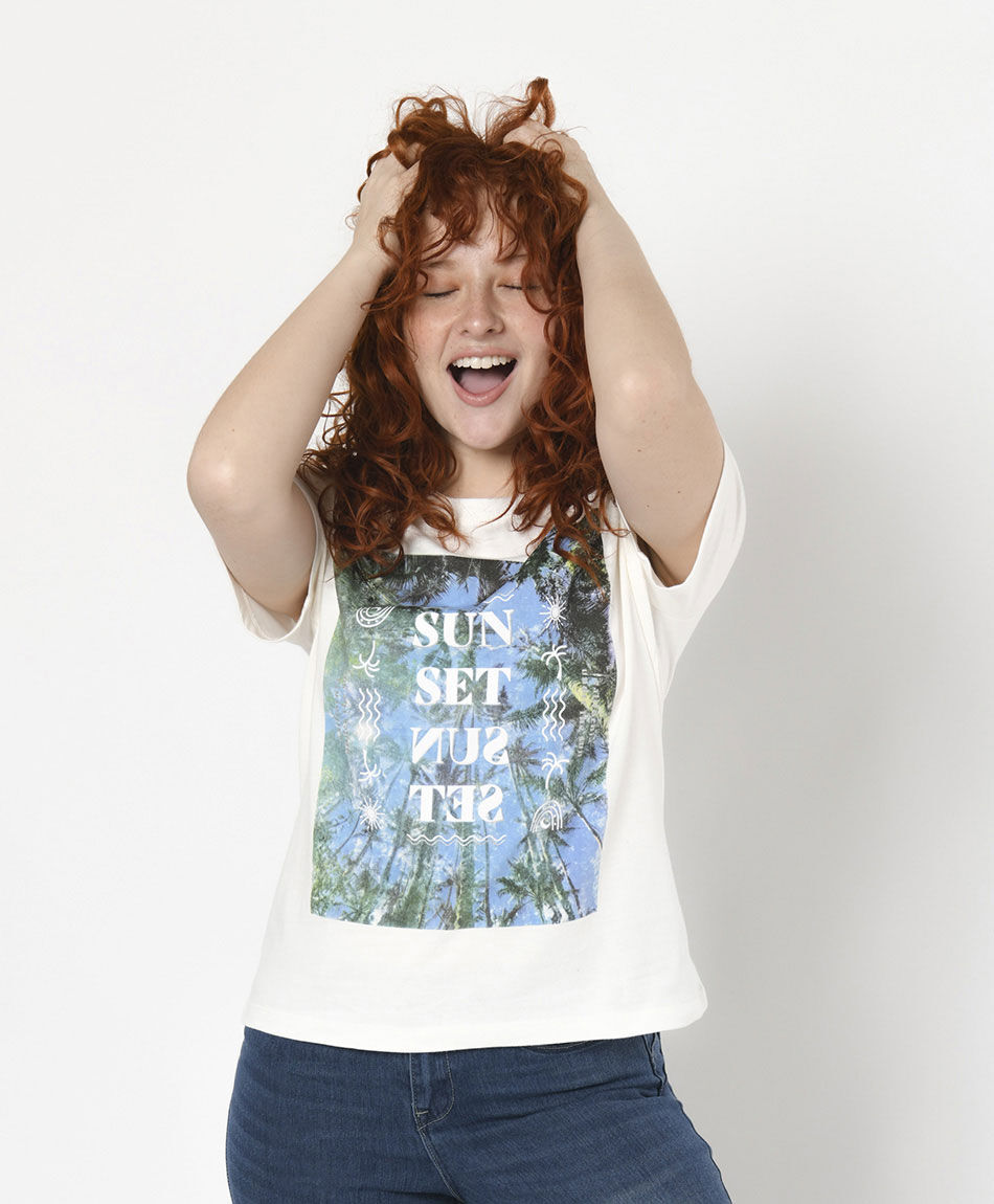 Polera mujer palmeras