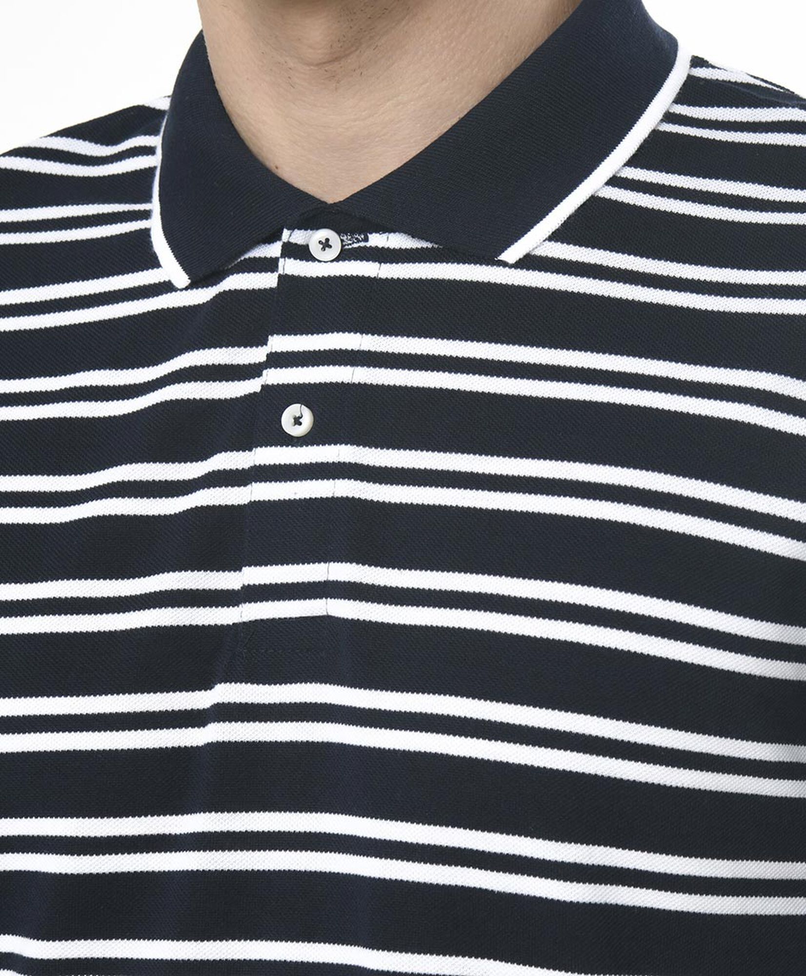 Polera hombre líneas bicolor cuello piqué Polera hombre líneas bicolor cuello piqué