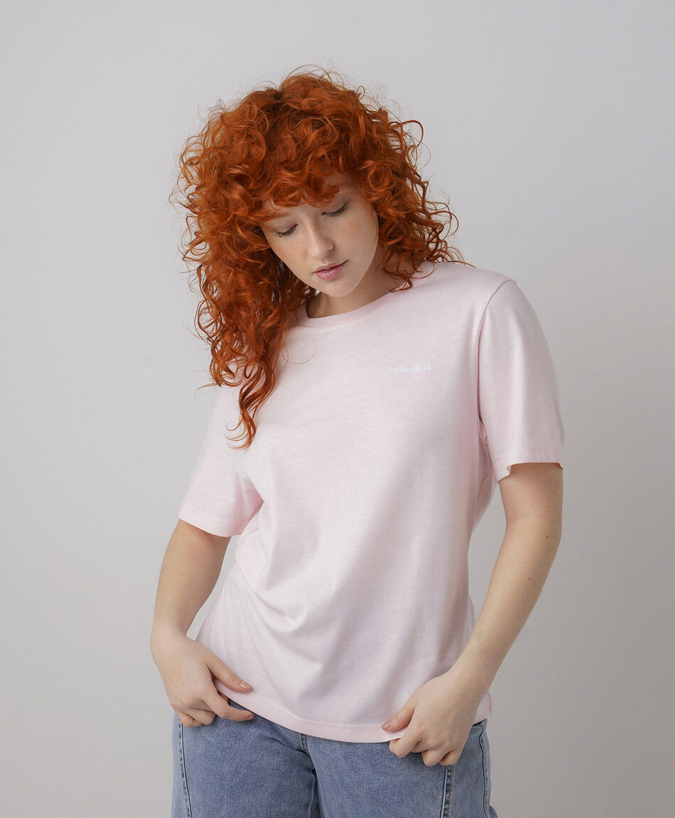 Polera mujer pink broderie