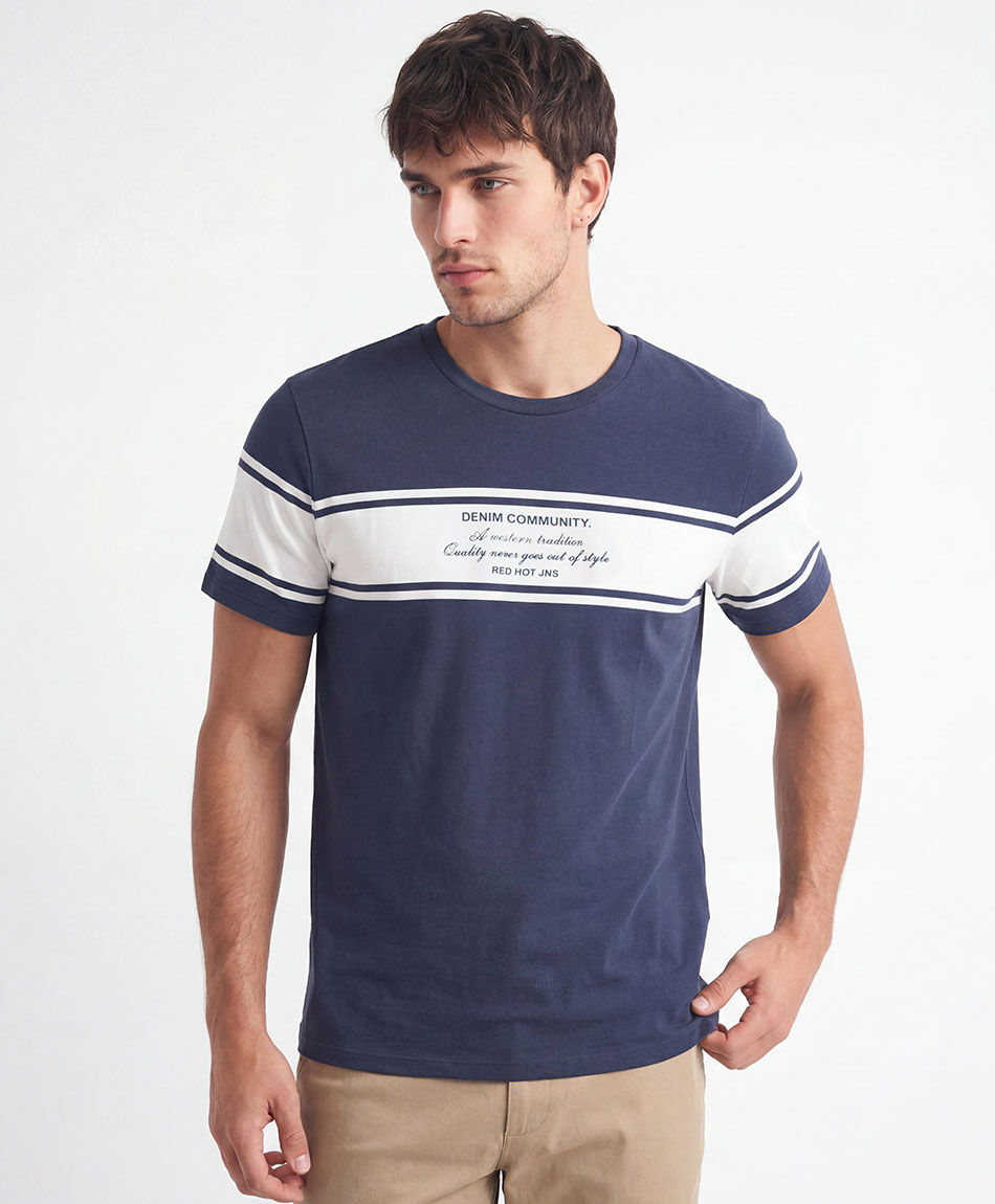 Polera hombre franja denim community