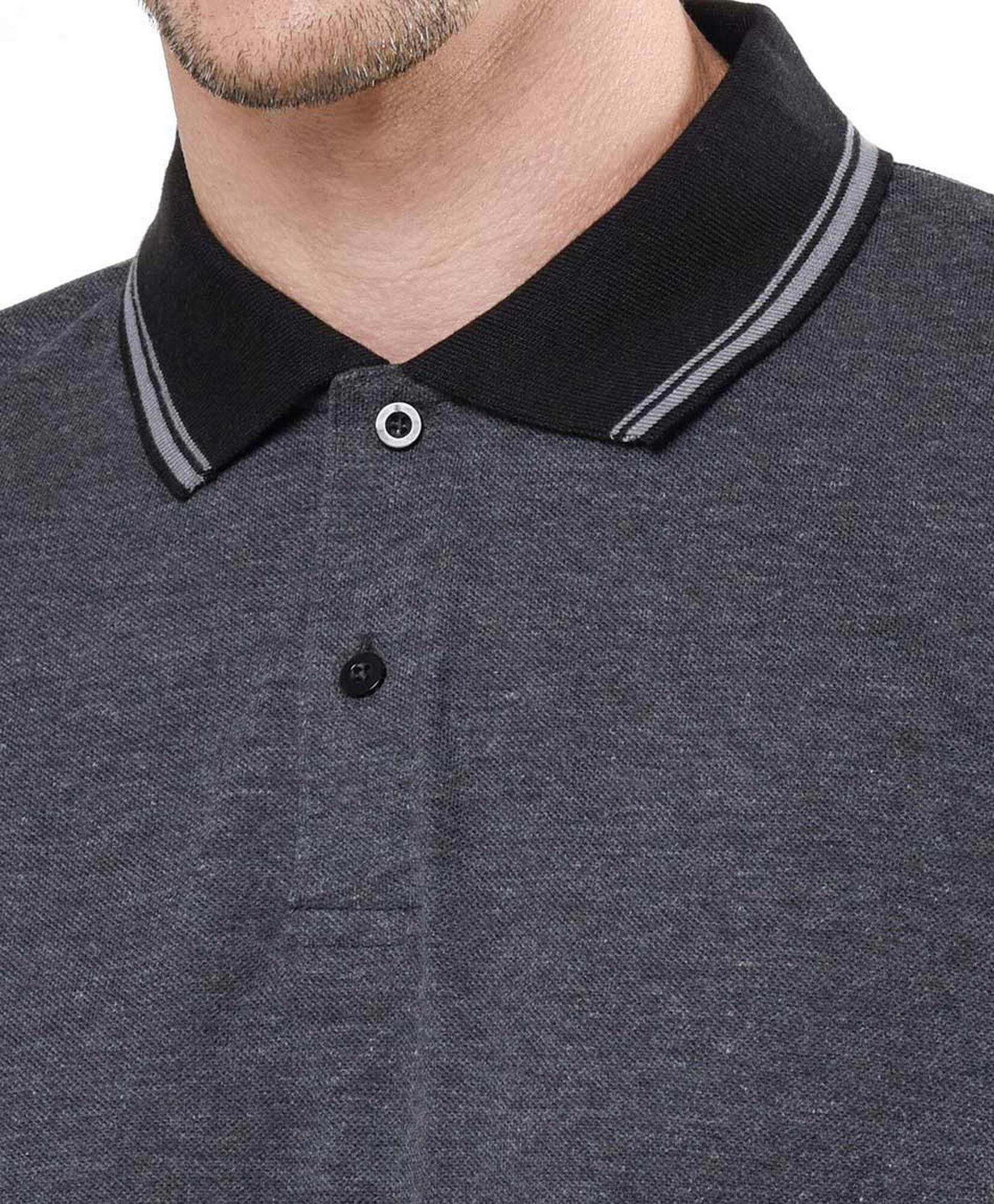 Polera hombre lisa gris cuello piqué Polera hombre lisa gris cuello piqué
