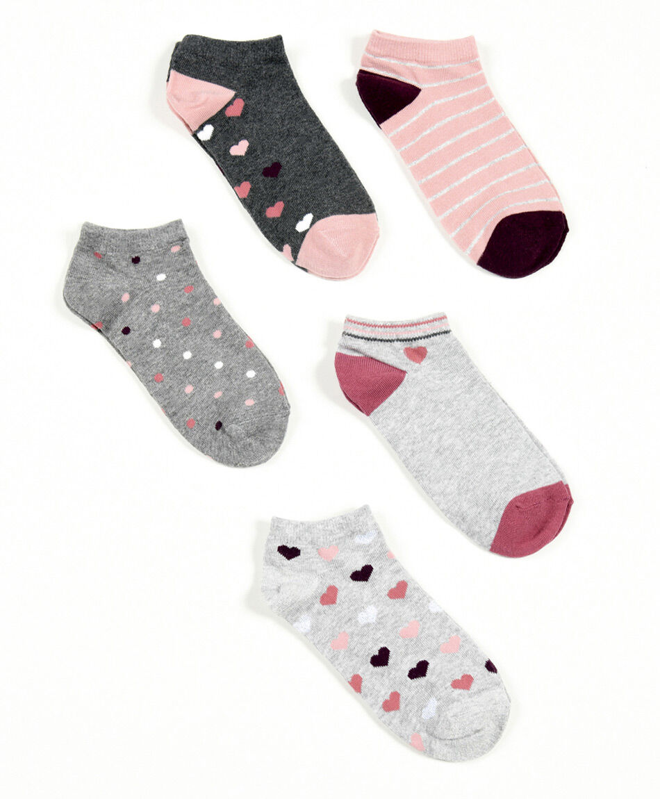 Pack 5 calcetines mujer puntos y corazones