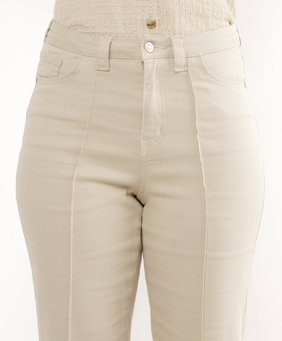 Jeans mujer beige flare
