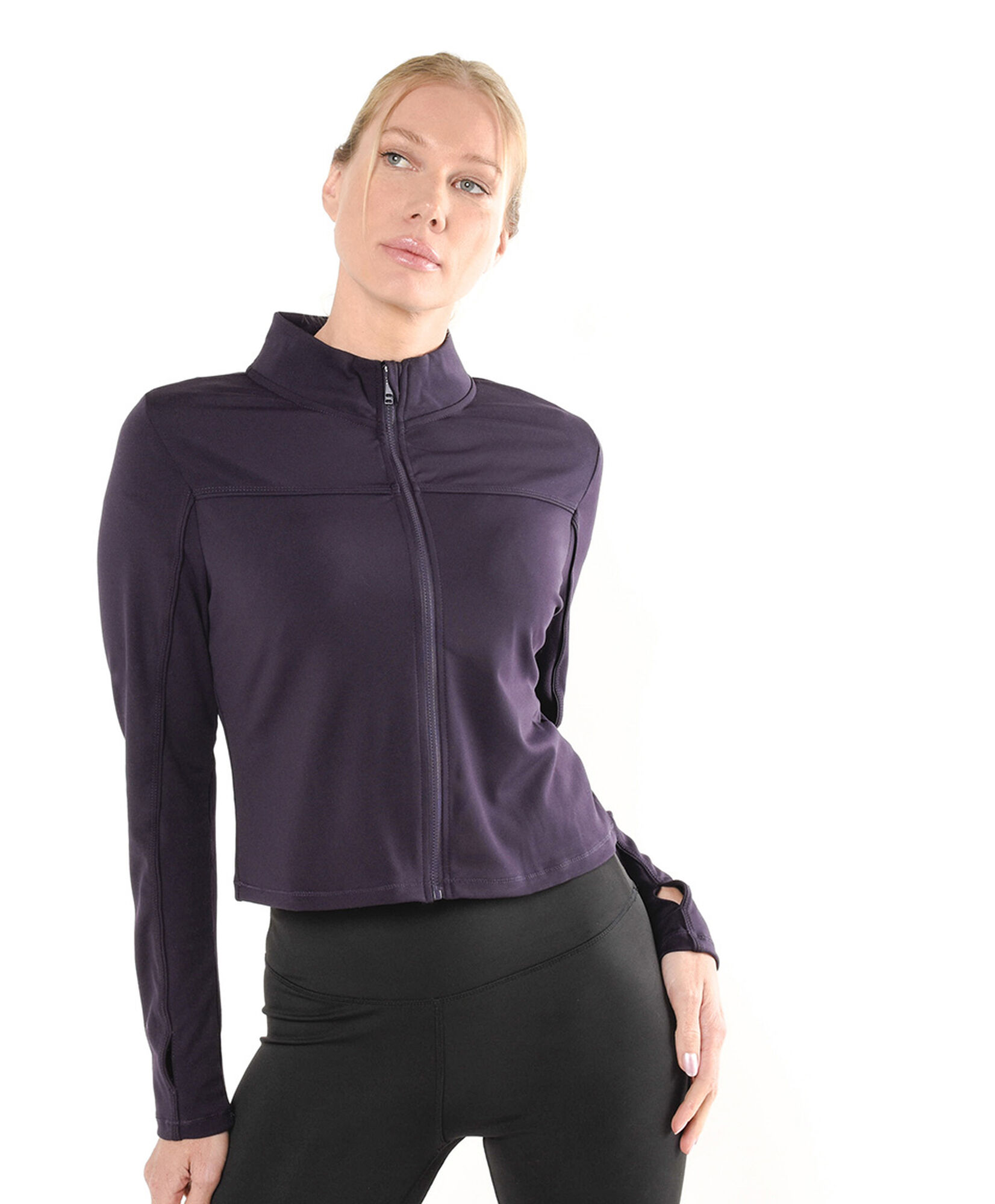Polerón deportivo mujer crop ajustado Polerón deportivo mujer crop ajustado