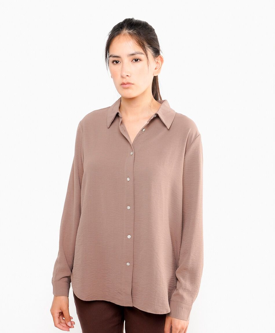 Blusa mujer camisera chocolate