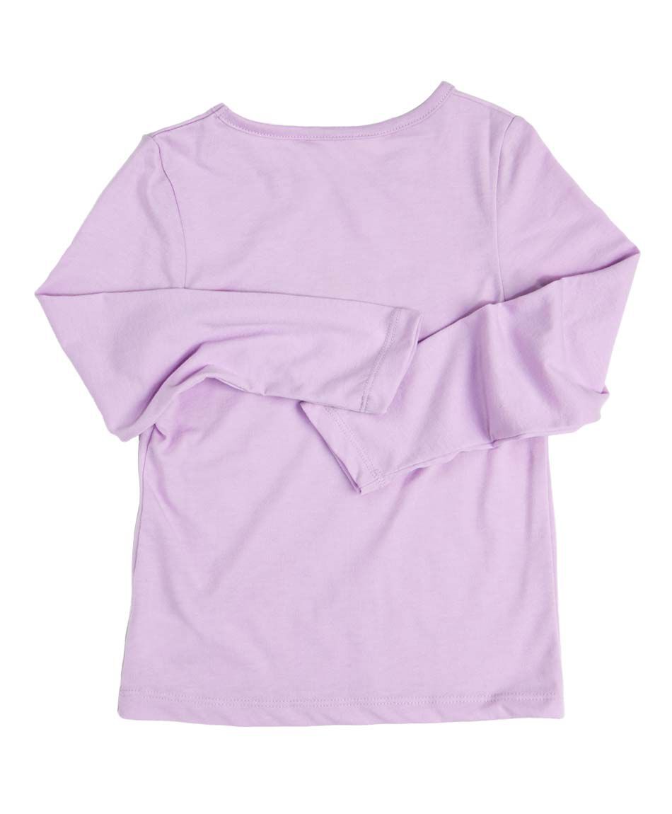 Polera ni&ntilde;a texto con lentejuelas manga larga