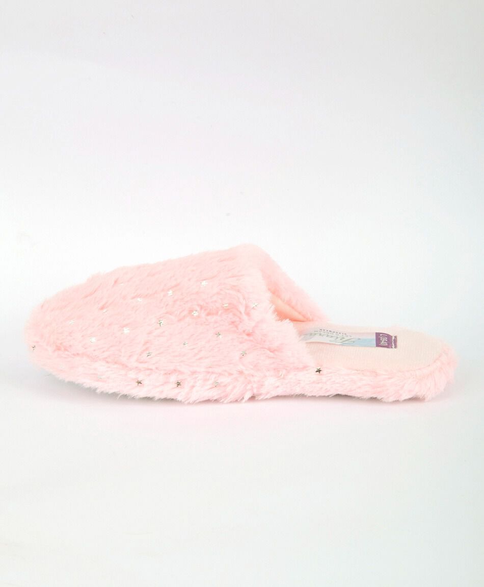 Pantufla mujer brillos rosada