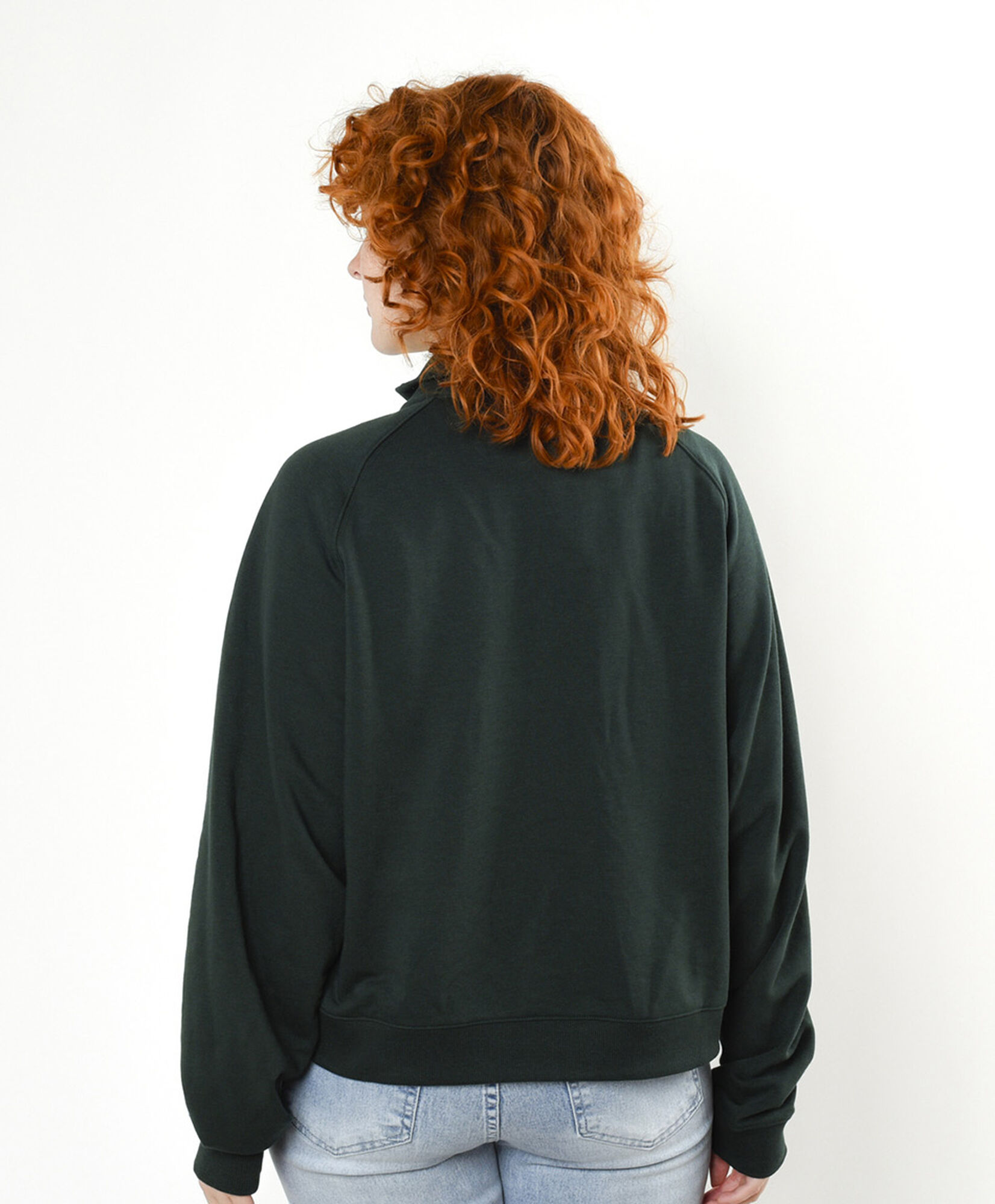 Polerón mujer medio cierre verde oscuro Polerón mujer medio cierre verde oscuro