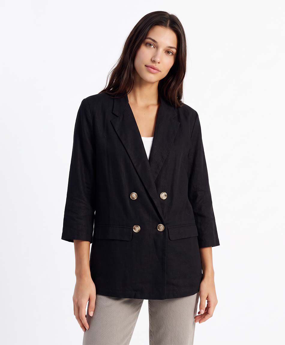 Blazer mujer lino negro