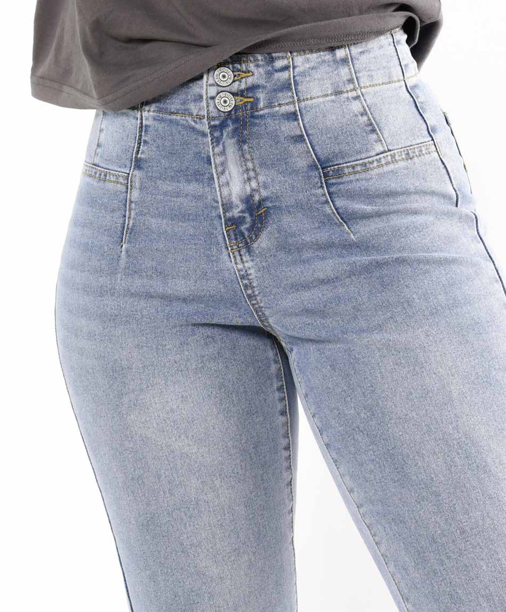 Jeans mujer pretina pinzas flare Jeans mujer pretina pinzas flare