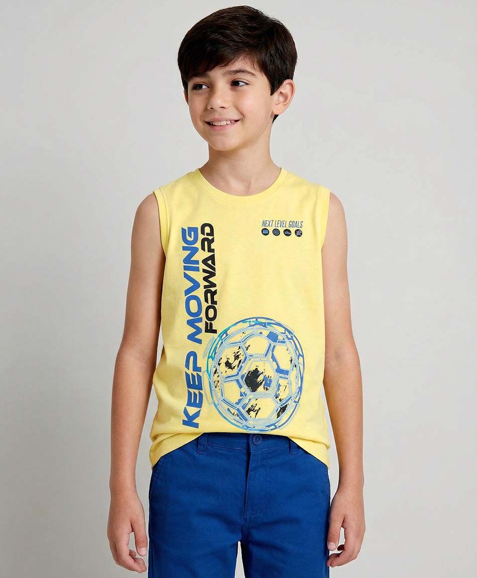 Polera ni&ntilde;o f&uacute;tbol sin mangas