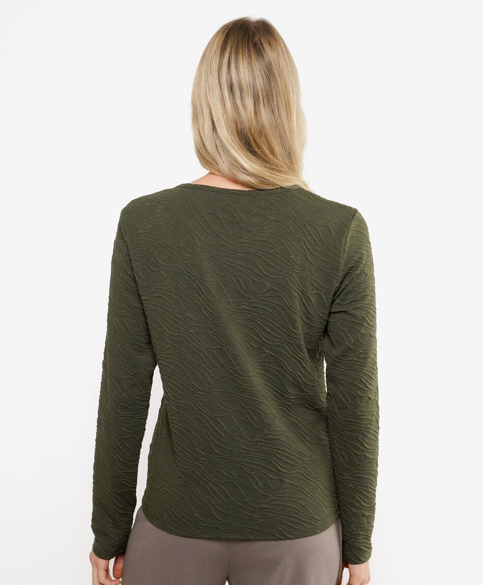 Polera mujer textura cebra verde