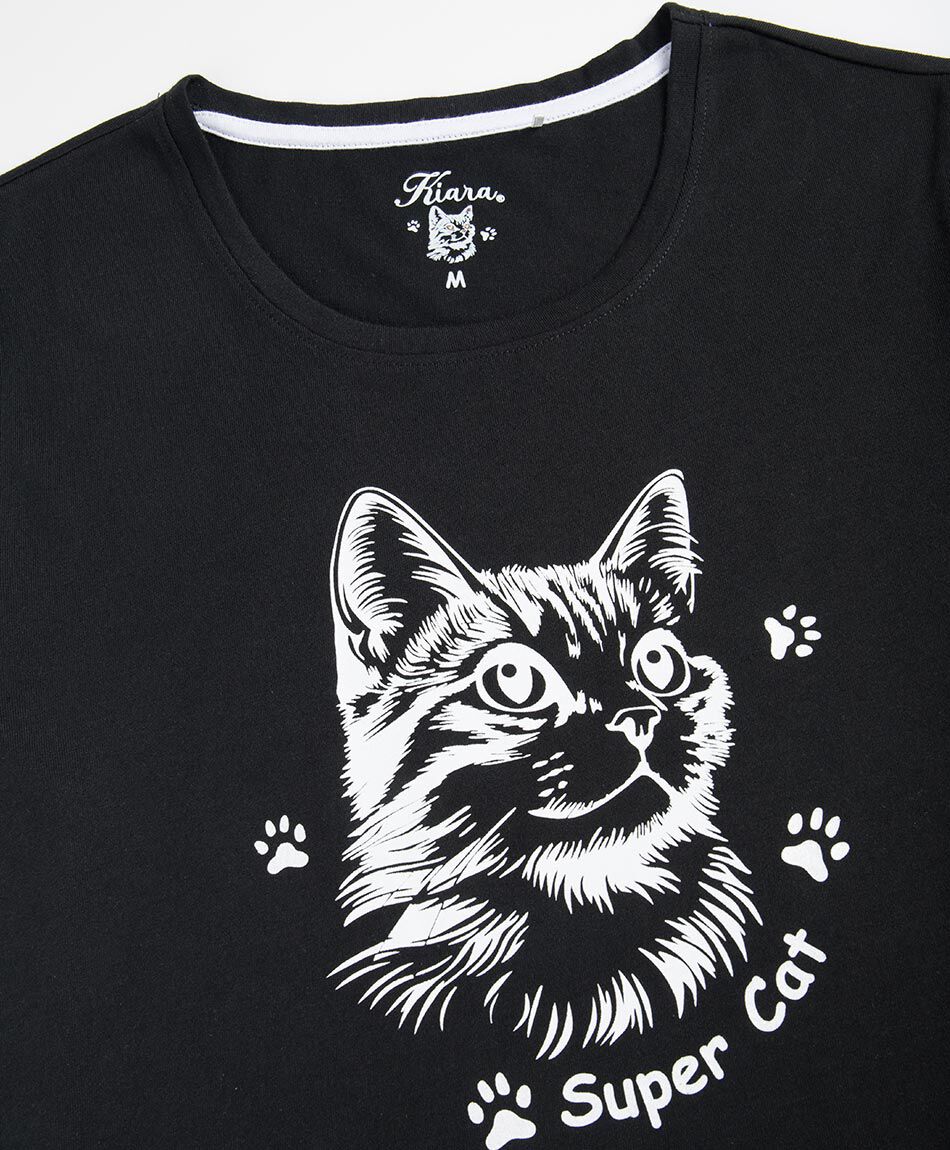 Pijama mujer short gato negro