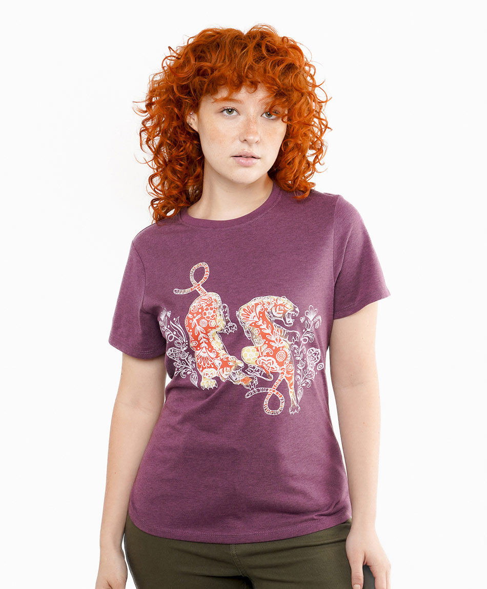 Polera mujer estampado tribal de tigres
