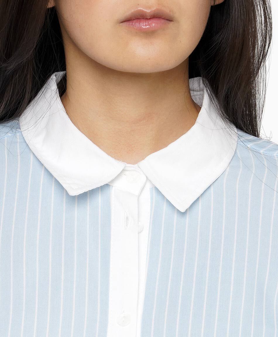 Blusa mujer l&iacute;neas contraste white