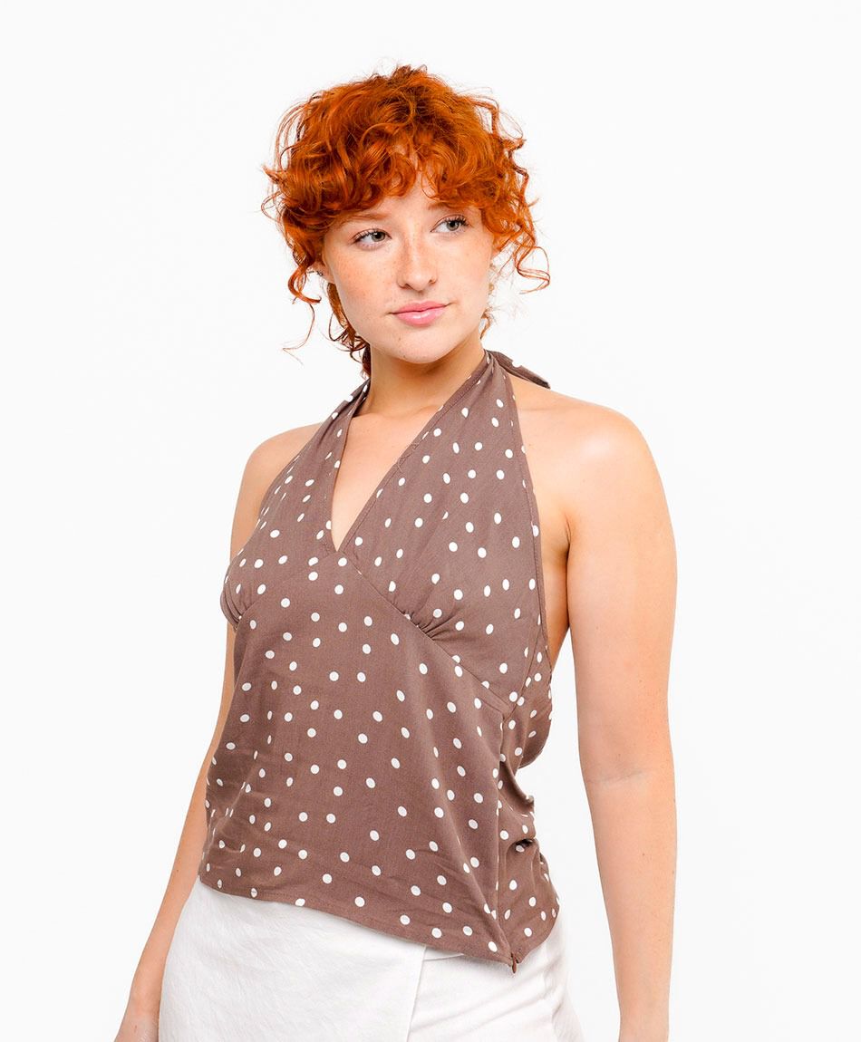 Blusa mujer lunares white