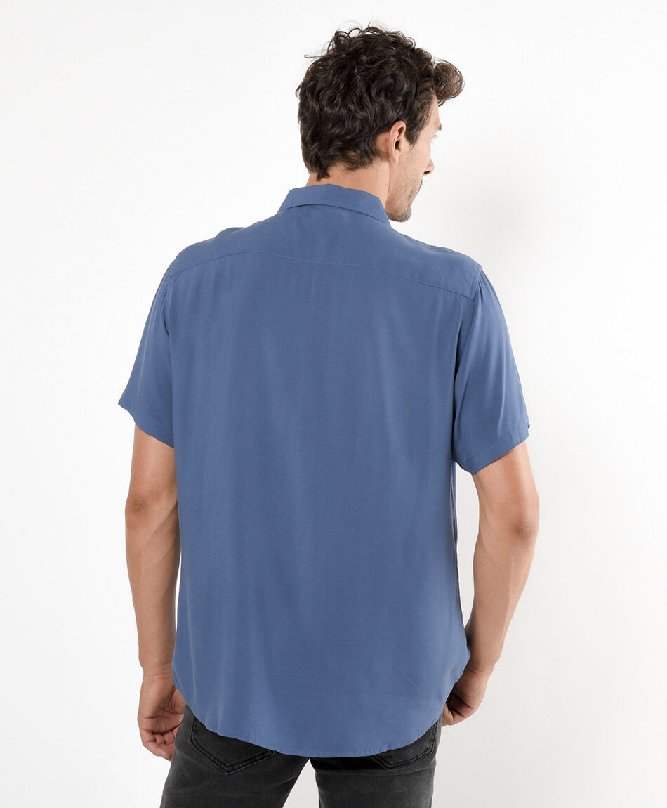 Camisa hombre azul lisa