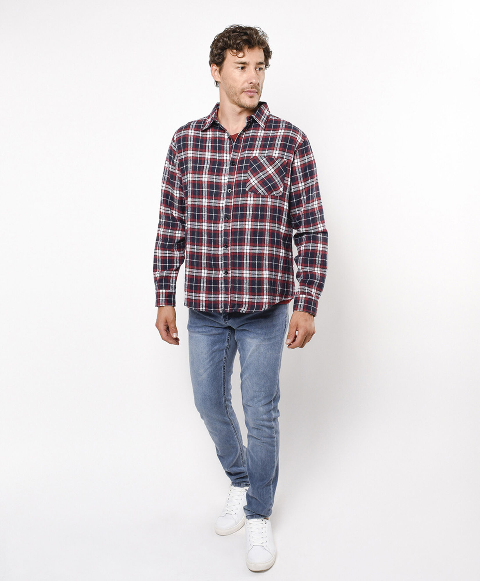 Camisa hombre franela roja y azul Camisa hombre franela roja y azul