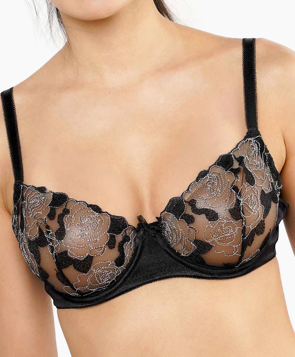 Sost&eacute;n mujer rosas bordadas